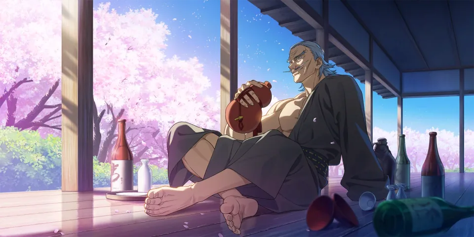 Sake for Blossom-Viewing on the Engawa